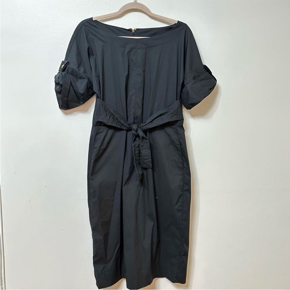 Donna Karen black dress, small, tie front, pockets